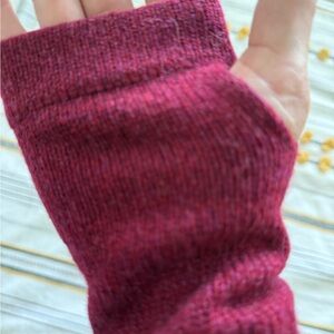 Cozy Burgundy cashmere Elbow length fingerless gloves